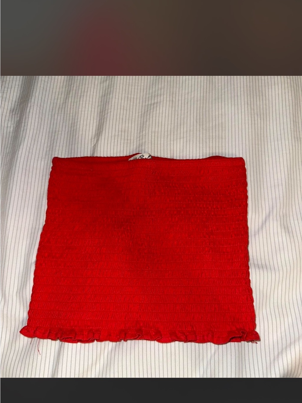 Express Red Ribbed Crop Cami - Picture 2 of 3